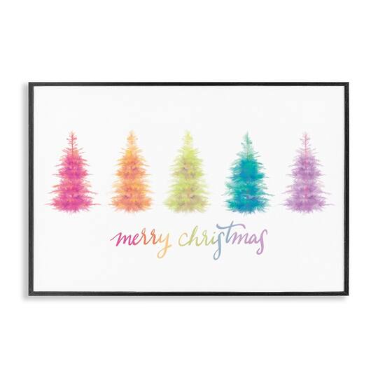 Stupell Industries Rainbow Christmas Trees Framed Giclee Wall Art